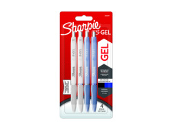 Sharpie S-Gel Gel Pens 0.7mm Frost Blue & White Pearl Barrels, Black & Blue Ink, 4 pcs.