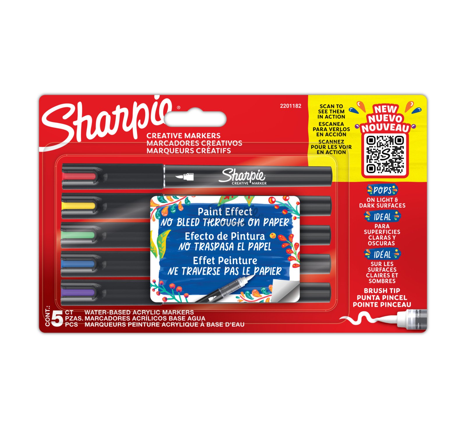 Sharpie Creative Marker Acrylic Paint Pens, Brush tip - 5 pcs.