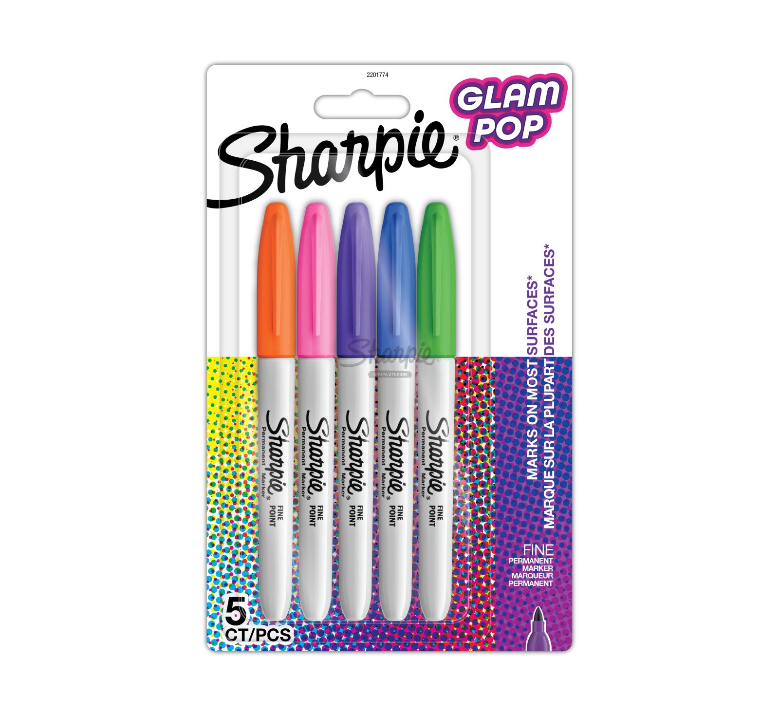 Sharpie Permanent Markers Fine Glam Pop 5 pcs